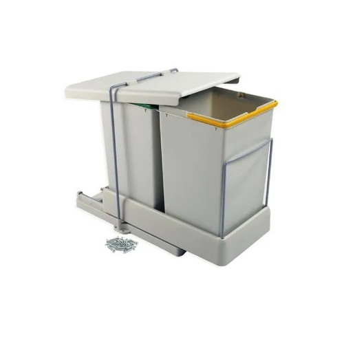 Poubelle manuelle double grise - poubelle,